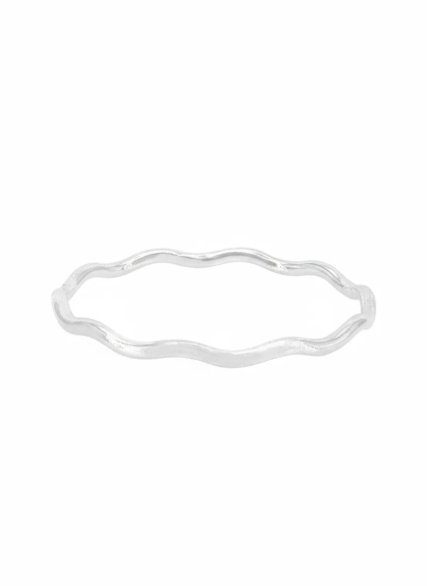 Wavy silver stackable ring