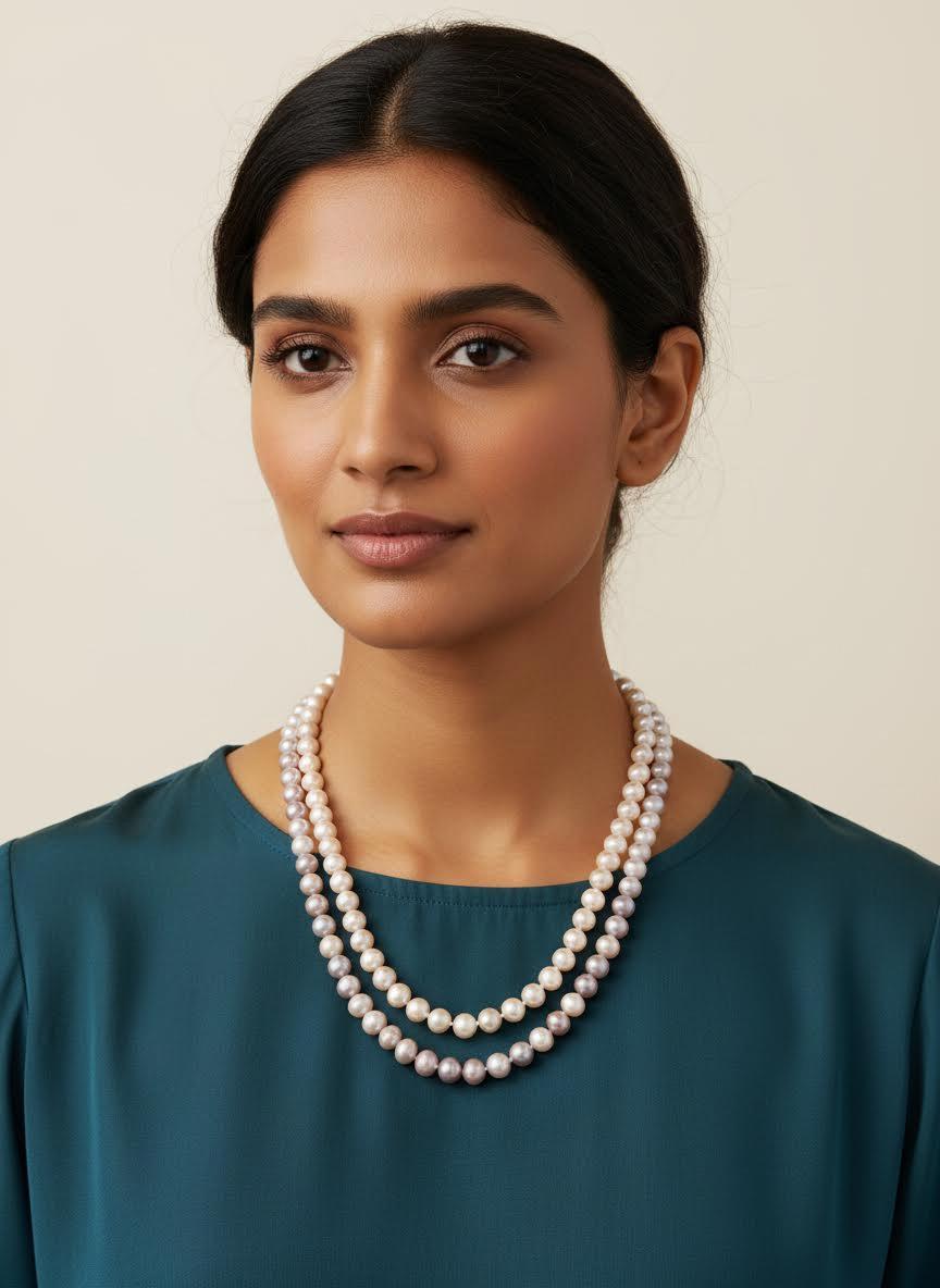 Beauty tri-colour pearl necklace