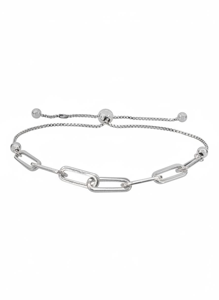Adaptable paperclip silver bracelet