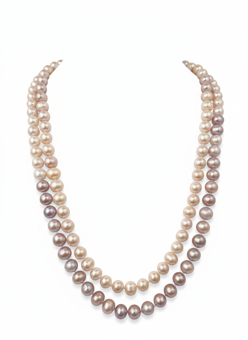 Beauty tri-colour pearl necklace