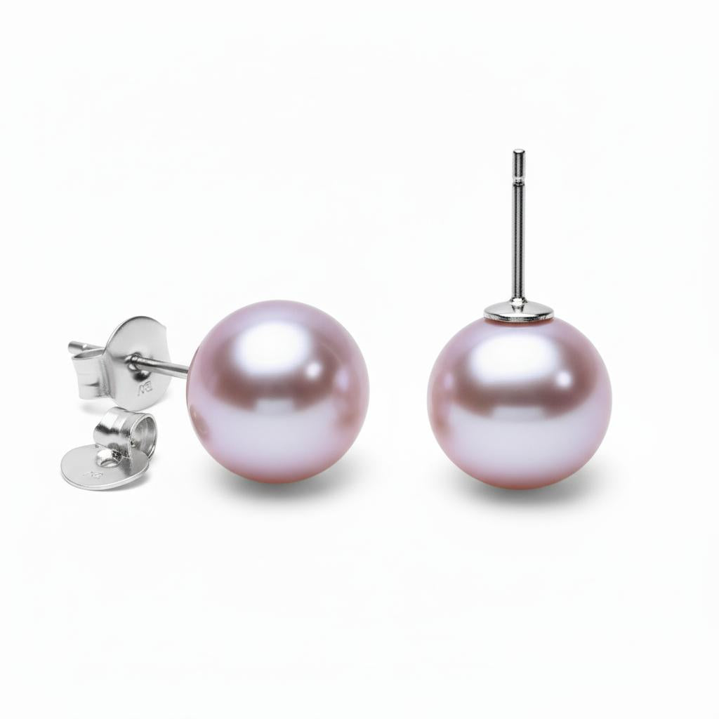Whimsical purple pearl stud earrings