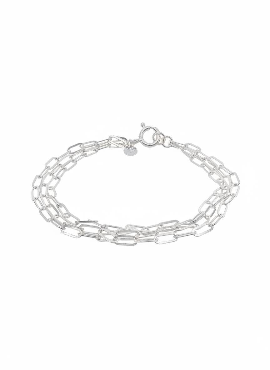 Paperclip chain link bracelet in silver